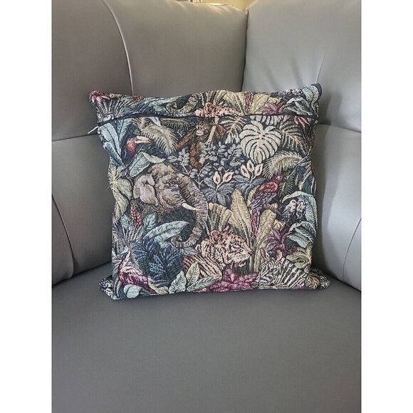Safari Tapestry Throw Pillow Tiger Jungle 18x17” Elephant Jungle Brush - Picture 12 of 16